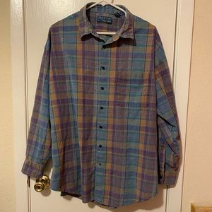 Loafer’s Plaid Button Up - Size 2X Big - Blue, Purple, Jewel Tones